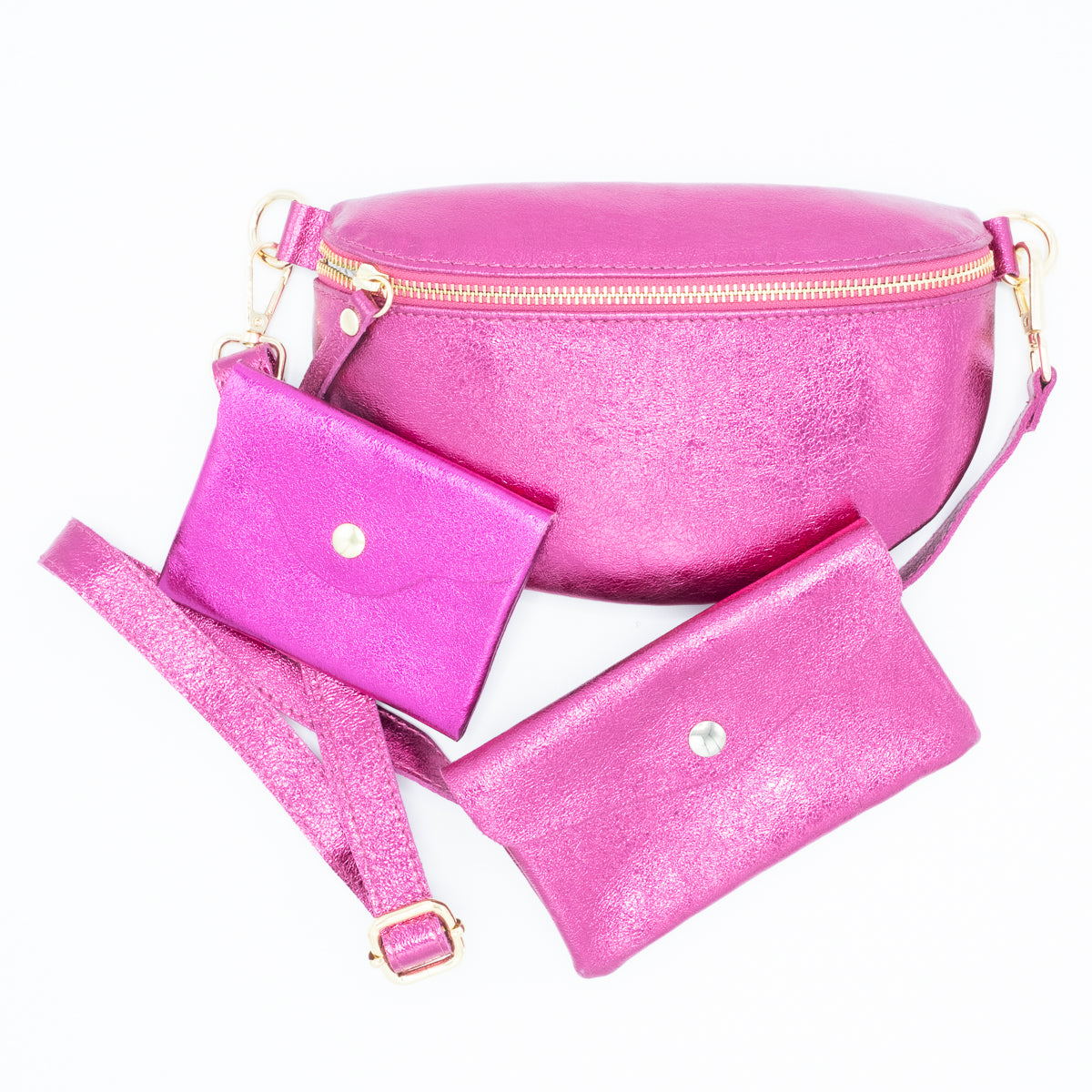 Handtas metallic fuchsia