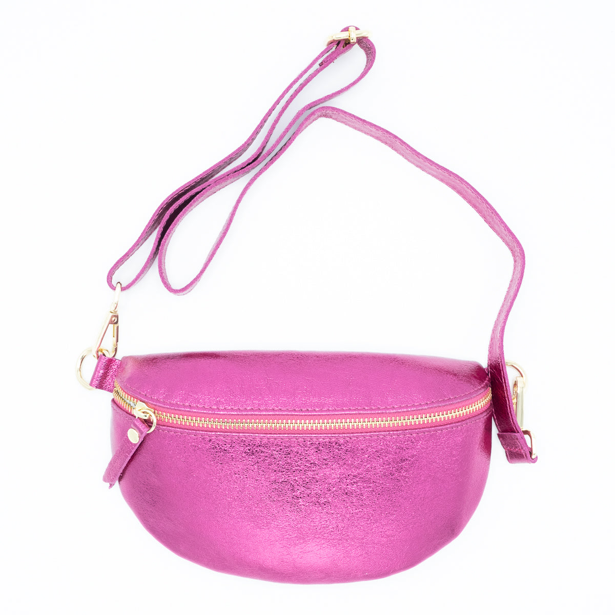 Handtas metallic fuchsia