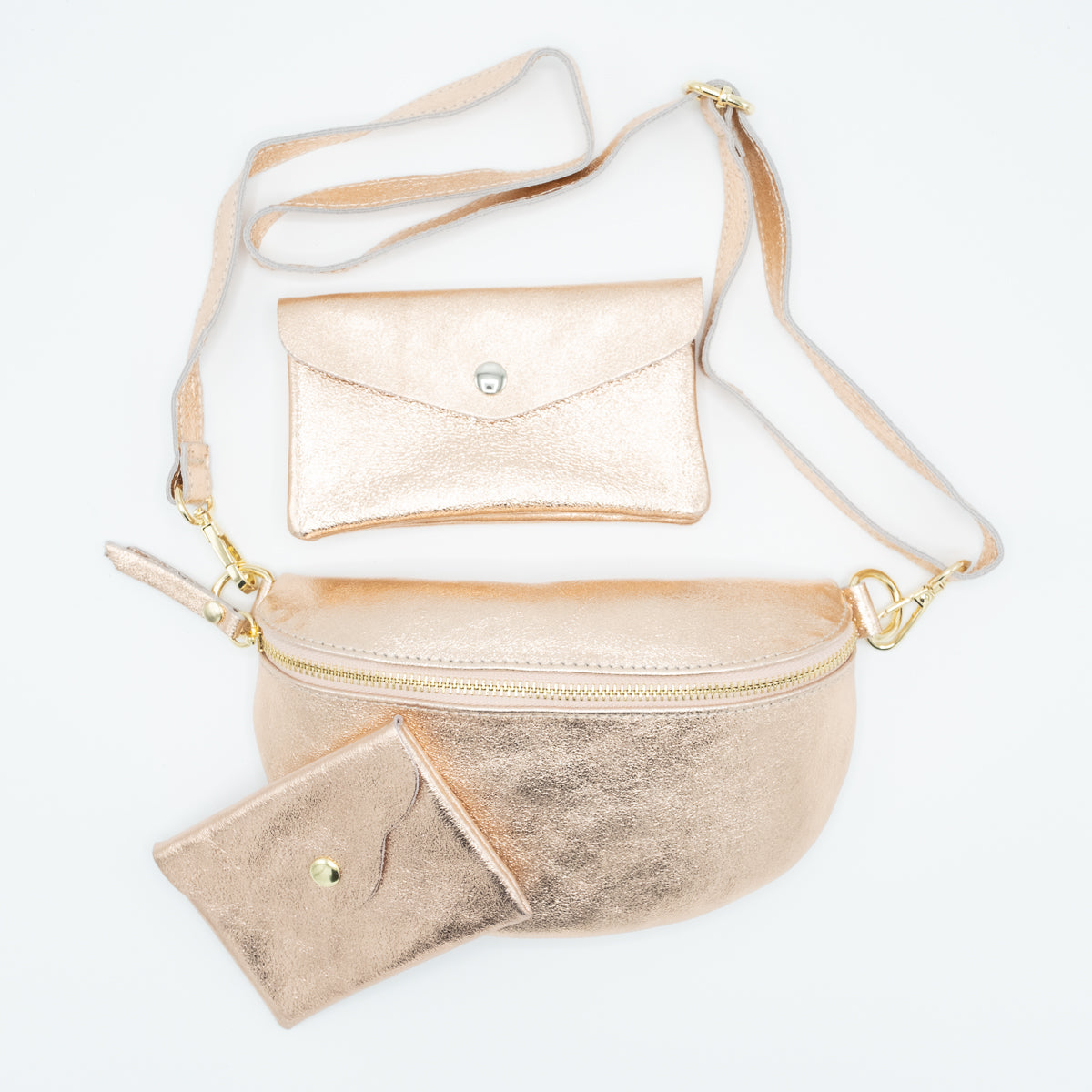 Handtas metallic rose gold