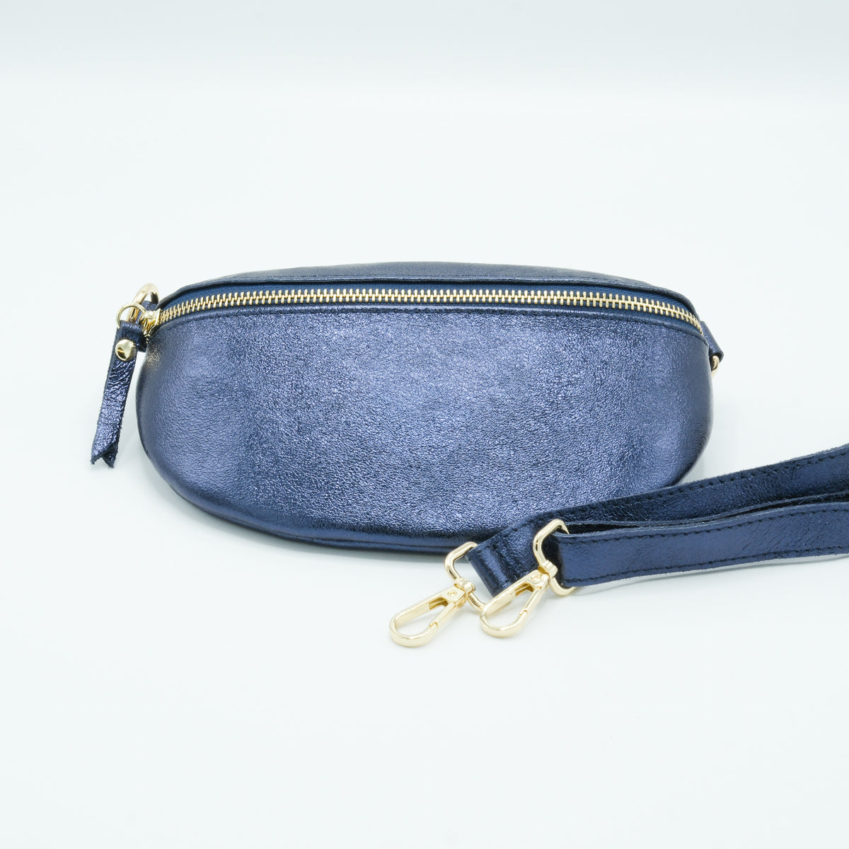 Handtas metallic blauw