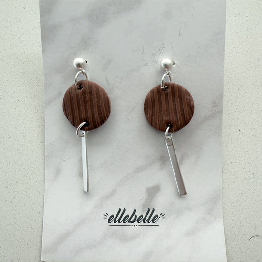 Oorbellen: Oorsteker tussenstuk klei-staafje taupe