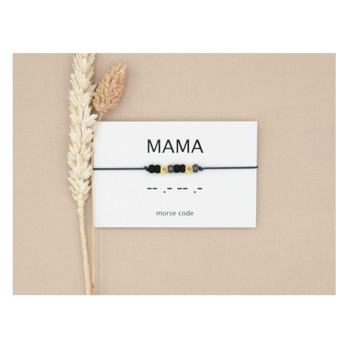 Armband Morsecode mama antraciet/goud