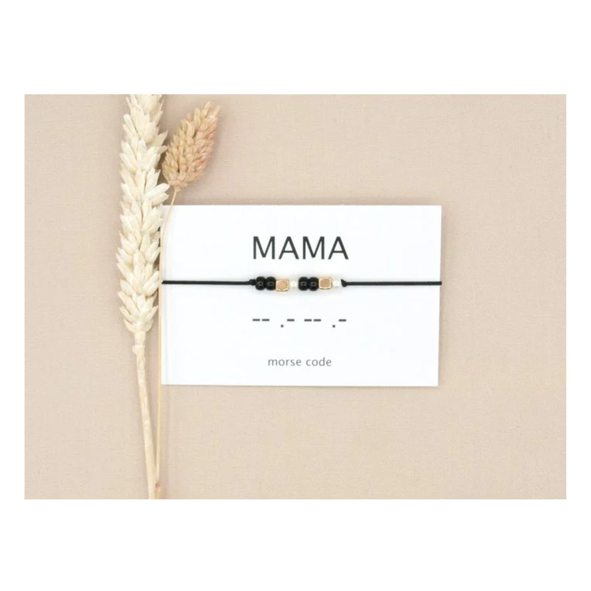Armband Morsecode mama zwart / rosé goud