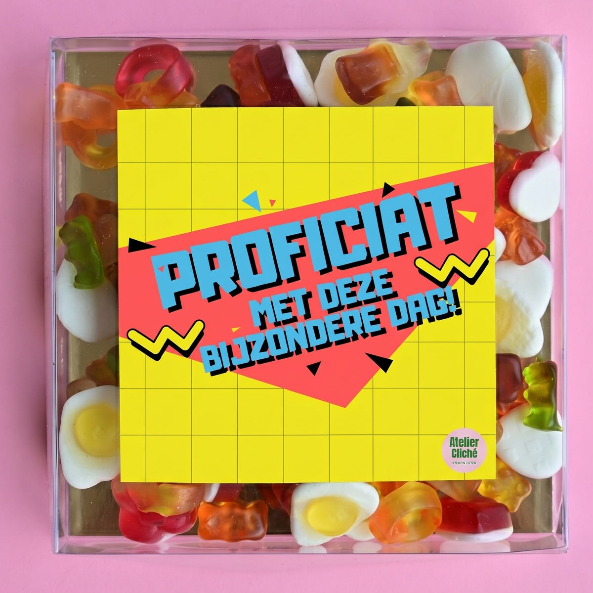 Snoepbox: Proficiat met deze bijzondere dag! (oranje)