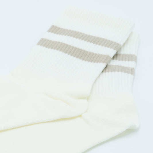 Kousen gestreept dames wit met beige strepen
