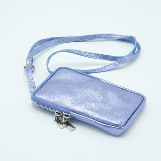 Metallic Mobile bag blue