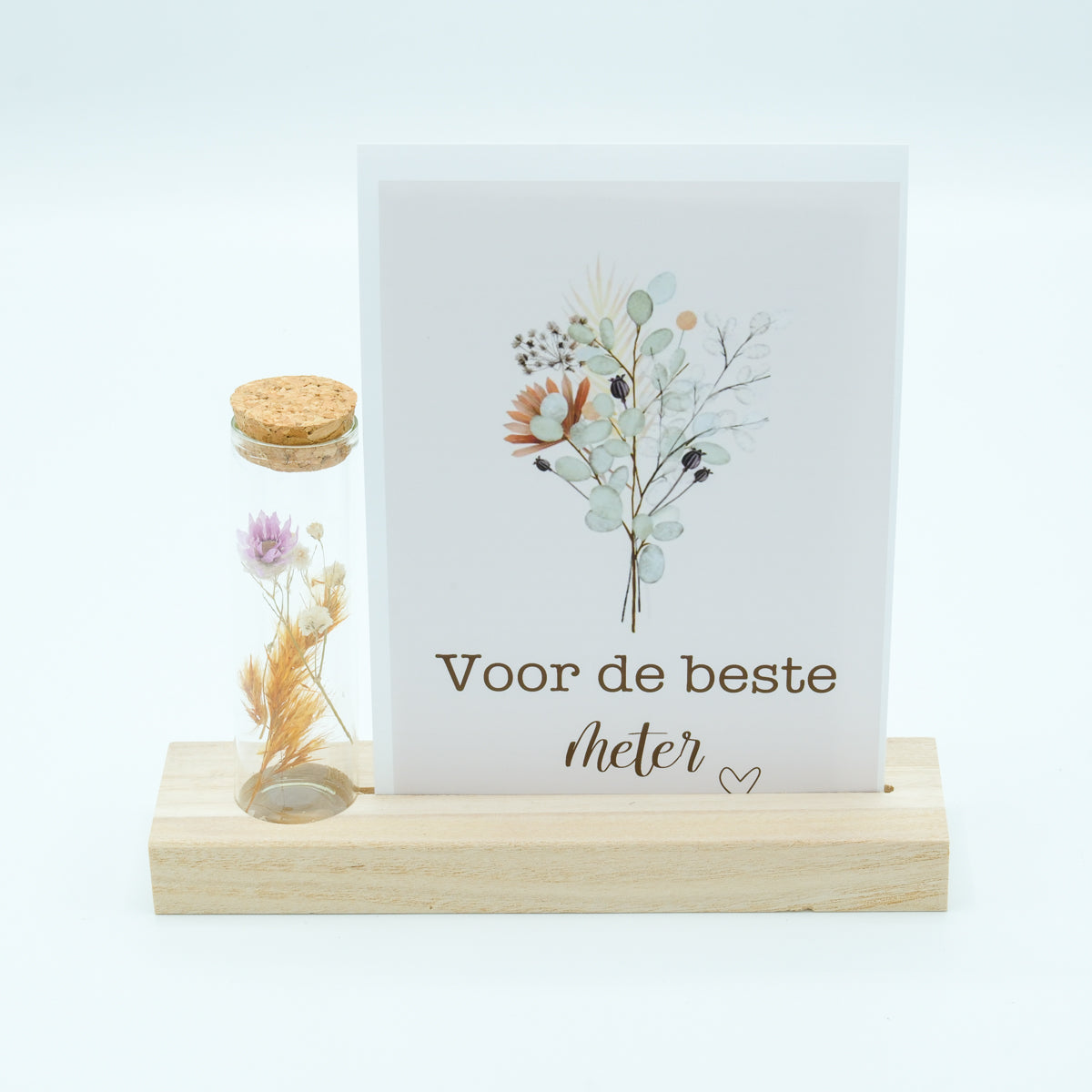 Houten bedankje met glazen tube