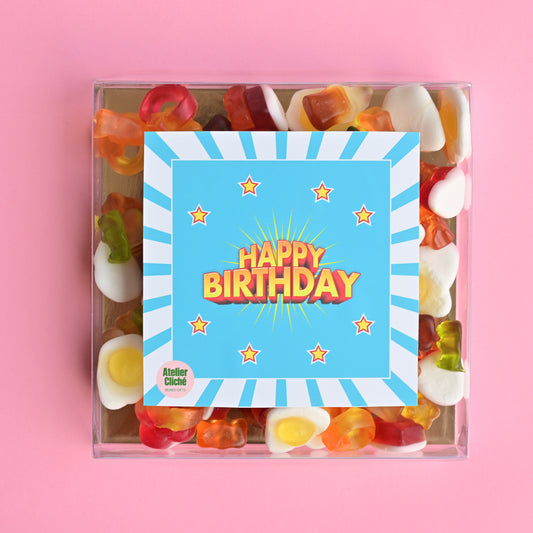 Snoepbox: Happy Birthday (blue)