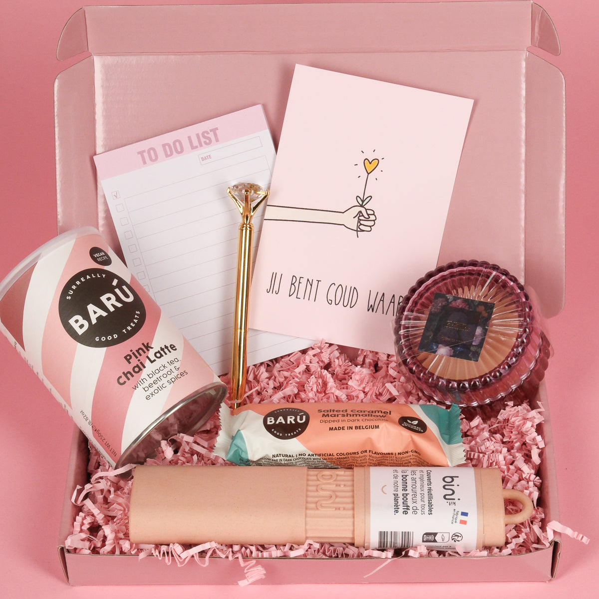 cadeaubox: Jij bent goud waard (pink)