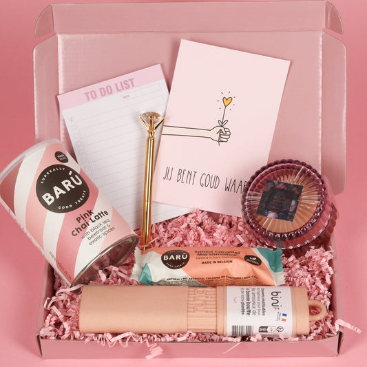 cadeaubox: Jij bent goud waard (pink)