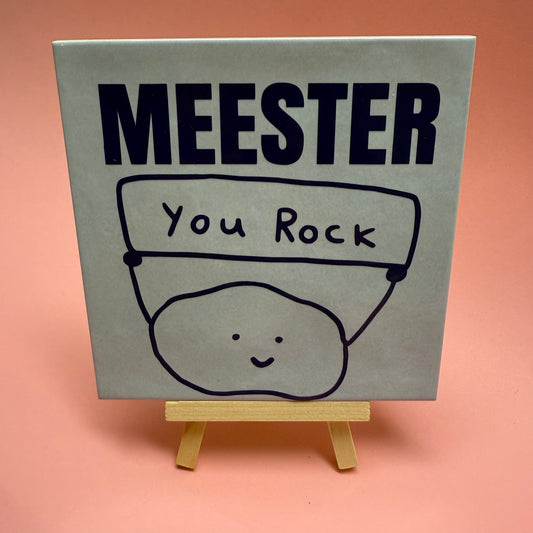 Tegel Meester you rock (blauw)