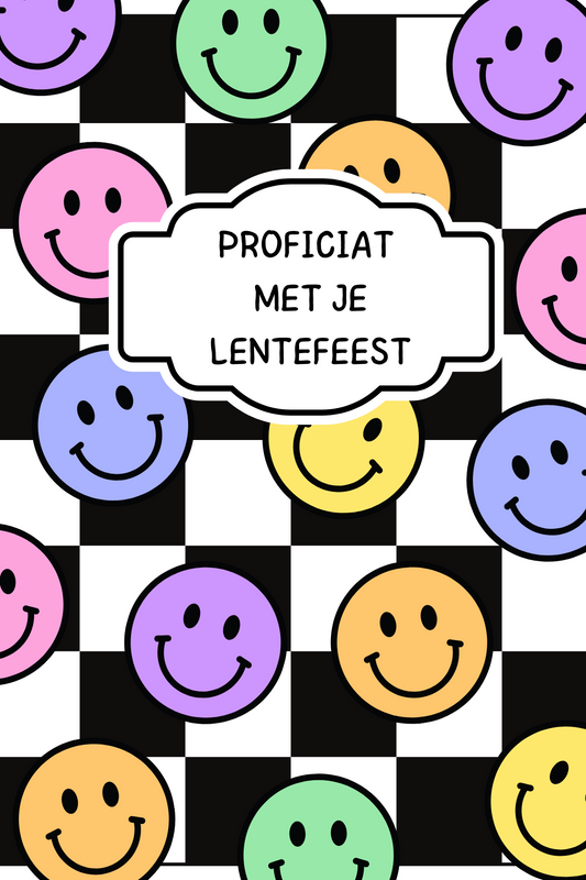 Kaart: Proficiat met je lentefeest smiley