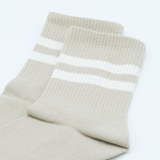 Kousen dames beige met witte strepen