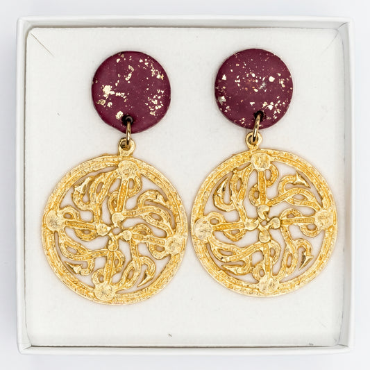 Love Medaillon Earrings Bordeaux