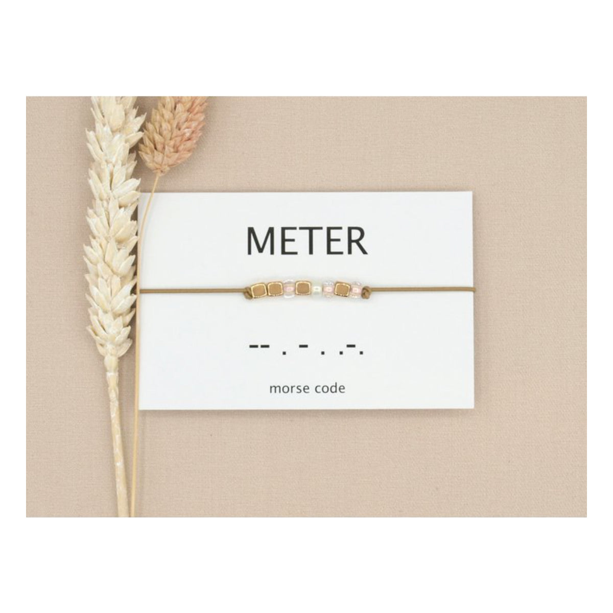 Armband Morsecode meter beige / rosé goud