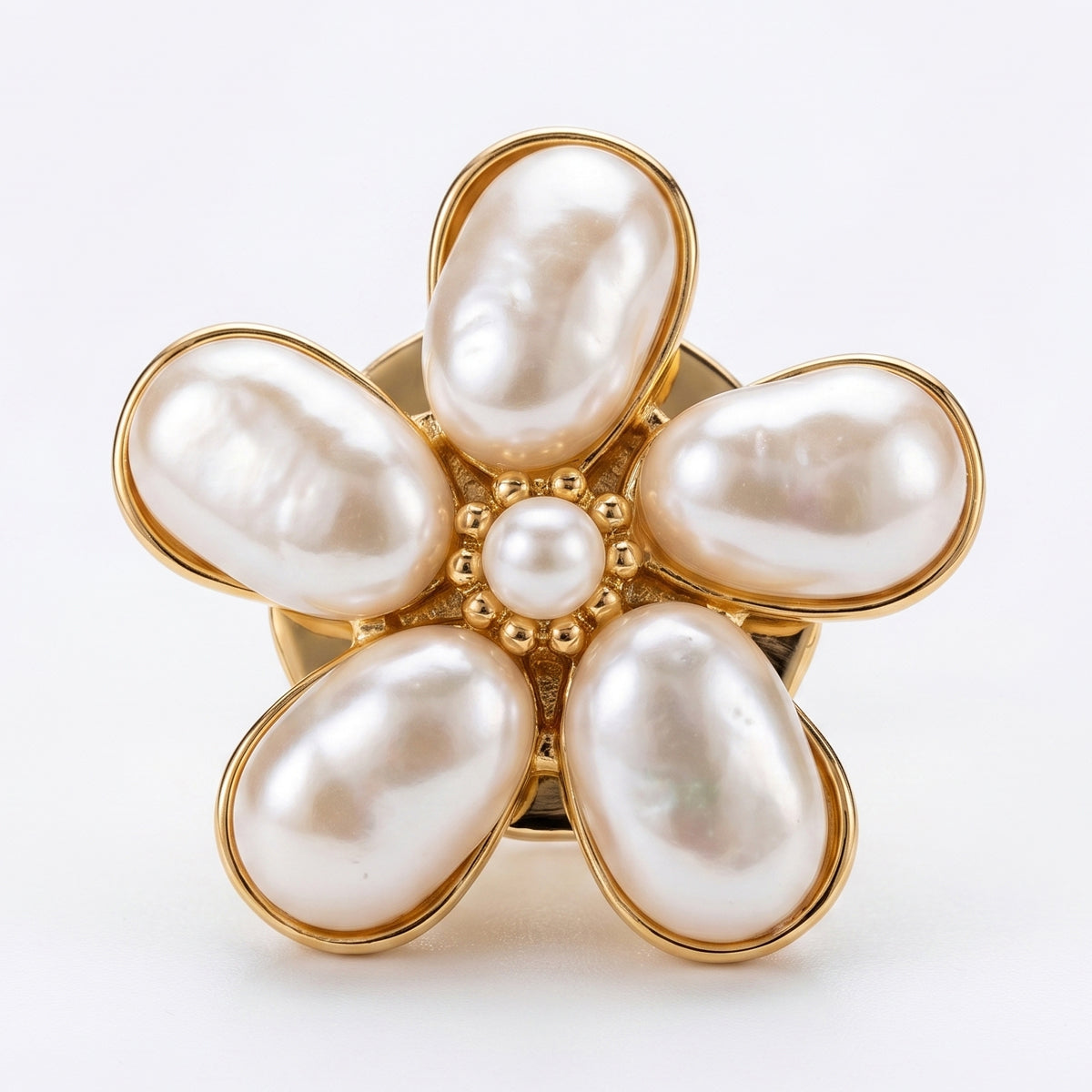 Button cover pearl flower