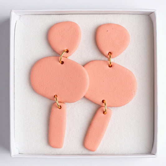 Big triple earrings pink