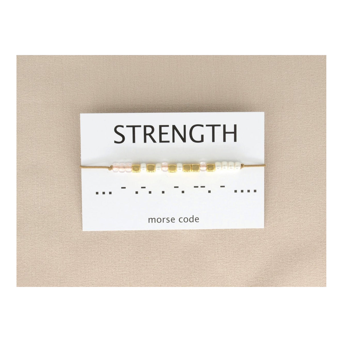 Armband Morsecode Strenght beige / goud
