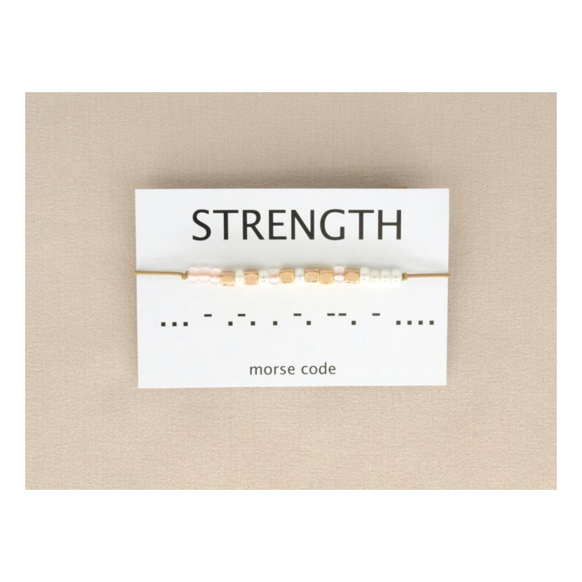Armband Morsecode Strenght beige / rosé goud