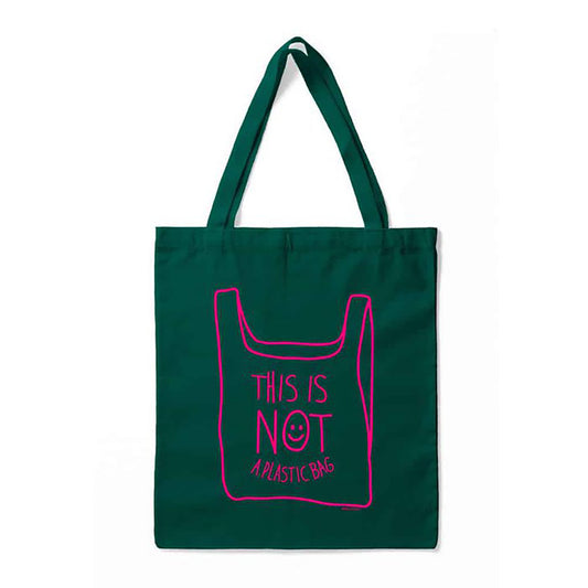 Totebag "This is not a plastic bag" donkergroen